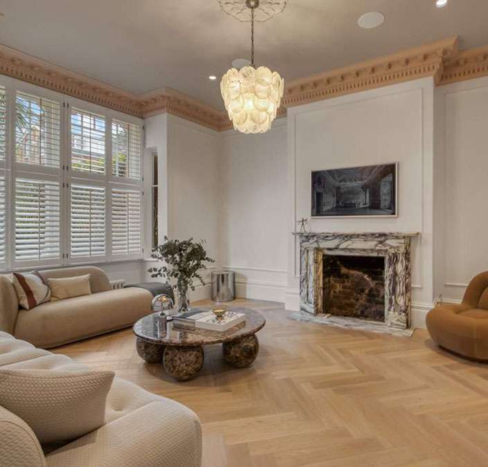 Renovated living room in London with modern design